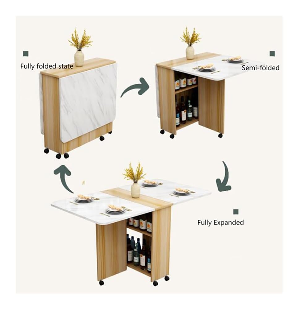 Amazon｜折りたたみダイニングテーブル、6輪折りたたみキッチン